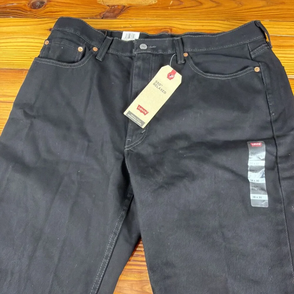 Vintage Levis 550 Jeans Mens 38x30 Black Denim Relaxed Fit Tapered Leg New Y2K